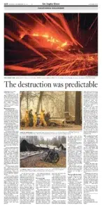 the Santa Cruz Sentinel — the charred aftermath of a California wildfire  — a Josh Edelson photograph