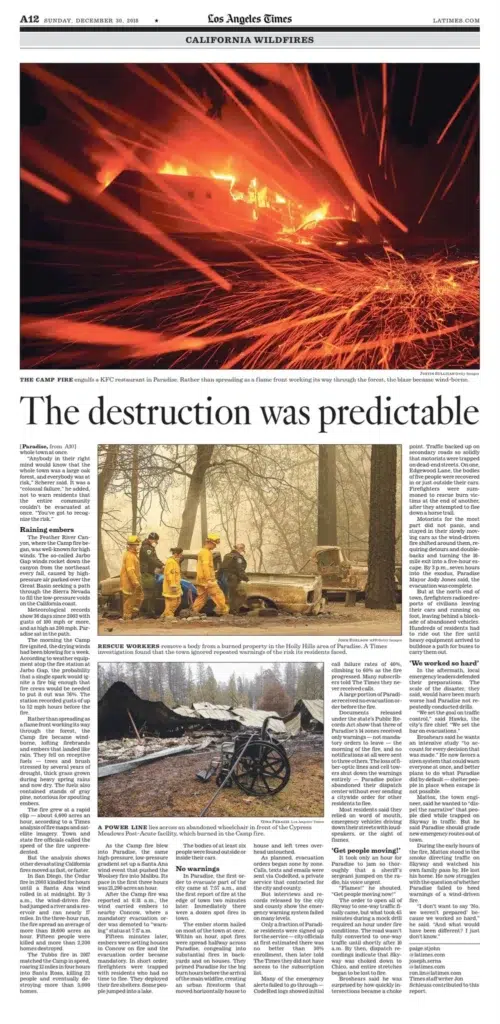 the Santa Cruz Sentinel, the charred aftermath of a California wildfire, a Josh Edelson photograph