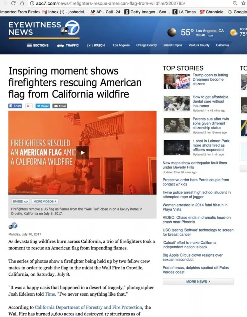A Josh Edelson California wildfire image published in the news media (press feature 8)