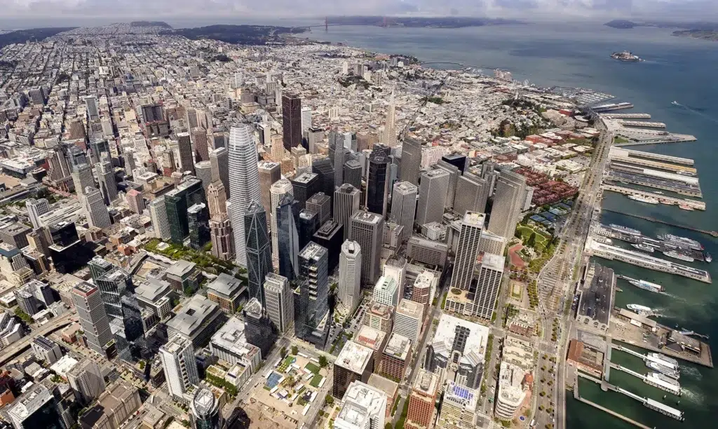 Professional drone photography showcasing California landscape and urban environment