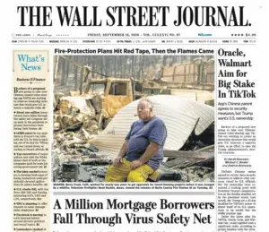 The Wall Street Journal — a wind-driven wildfire racing toward homes, captured by Josh Edelson