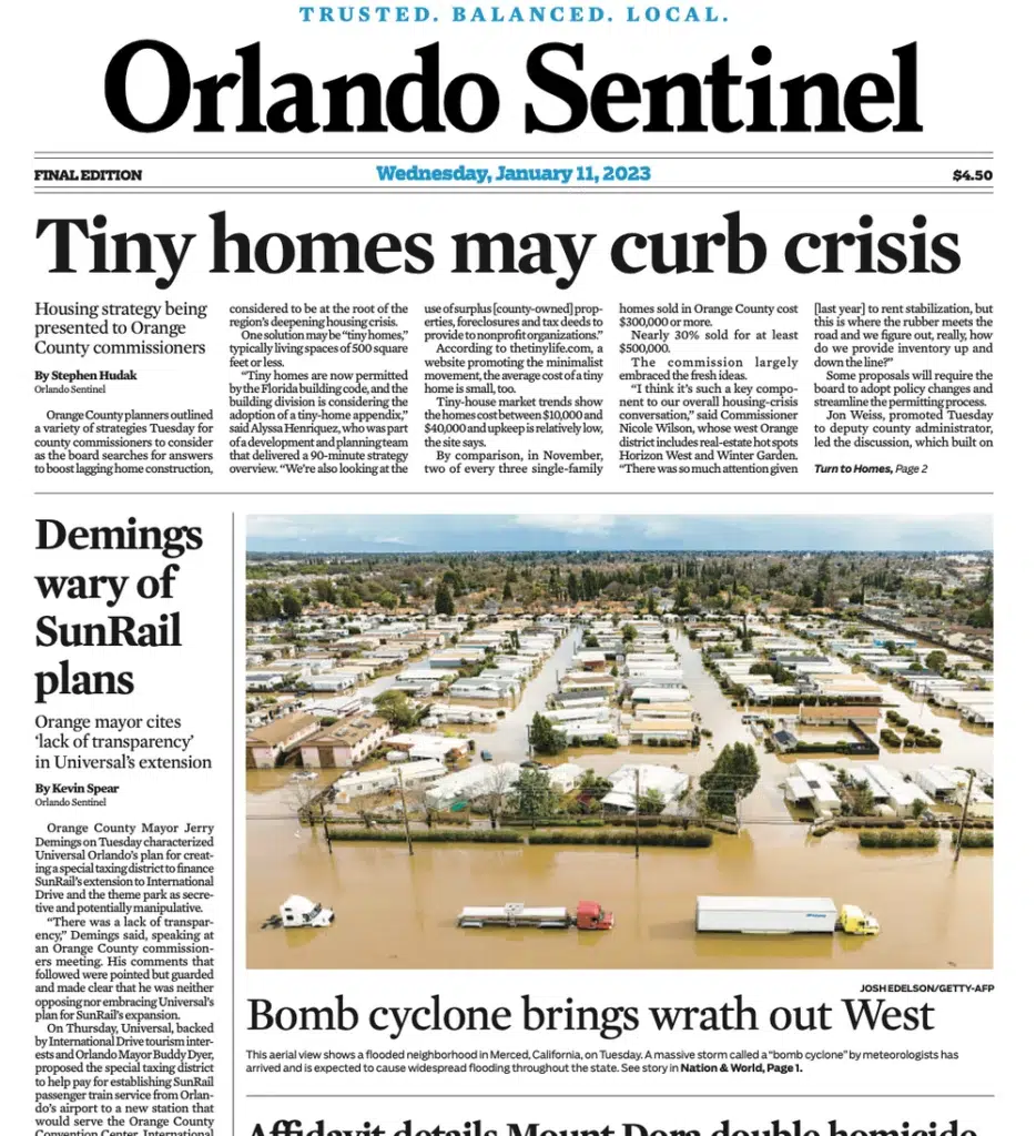 the Orlando Sentinel, flames sweeping across a California hillside, a Josh Edelson photograph
