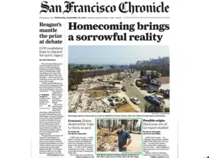 San Francisco Chronicle front page with a photograph by Josh Edelson