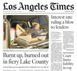the Los Angeles Times — the charred aftermath of a California wildfire in a photograph by Josh Edelson