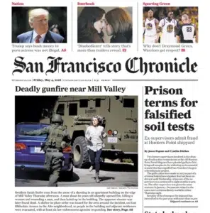 San Francisco Chronicle front page featuring a photograph by Josh Edelson