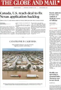 The Globe and Mail — a firefighter on the line of a California wildfire  — a Josh Edelson photograph
