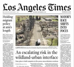 the Los Angeles Times — a California wildfire at its peak  — a Josh Edelson photograph