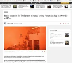 A Josh Edelson wildfire photograph featured in the press (press feature 5)