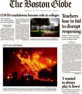 The Boston Globe — a neighborhood under wildfire threat in a photograph by Josh Edelson