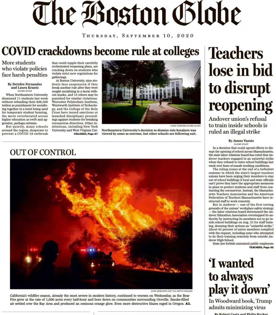 The Boston Globe, a neighborhood under wildfire threat in a photograph by Josh Edelson