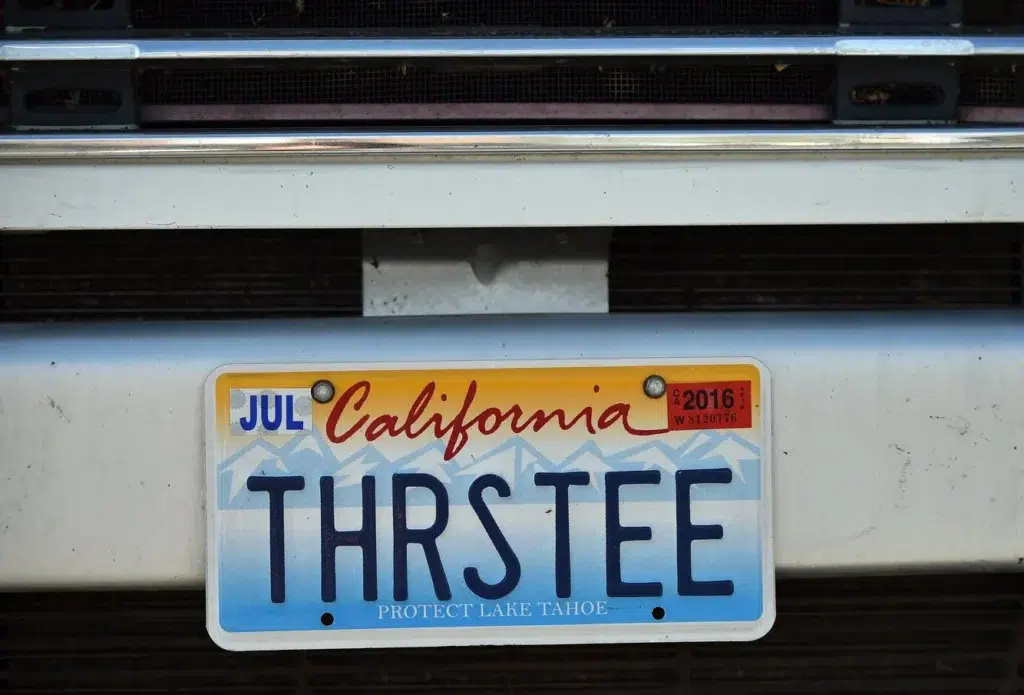 California, Vehicle registration plate, Lake Tahoe, documentary photography by Josh Edelson/AFP