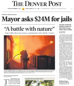 The Denver Post front page featuring a photograph by Josh Edelson
