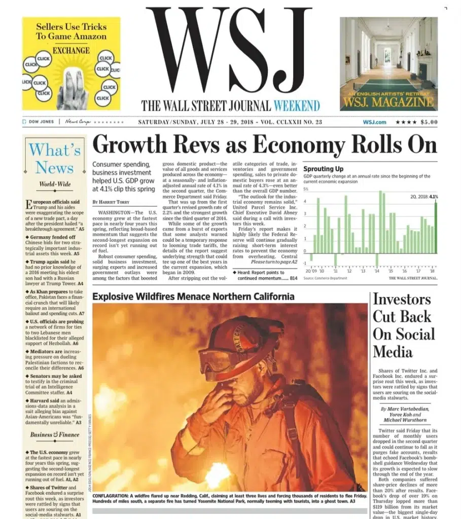 The Wall Street Journal, a smoke-filled California sky, photographed by Josh Edelson