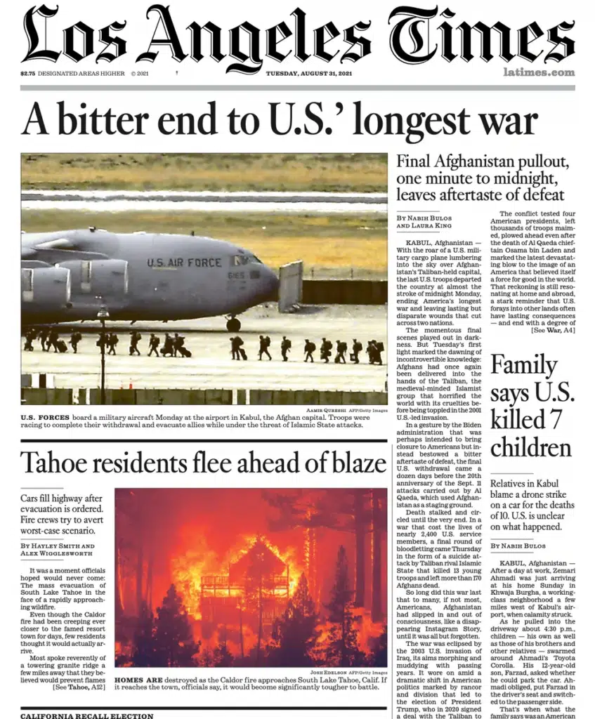 the Los Angeles Times, a wildfire bearing down on a community, captured by Josh Edelson
