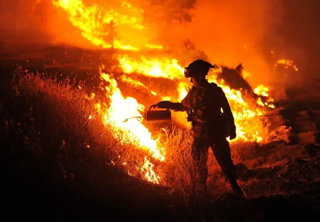 Local firefighters join in effort to quell Rocky fire, photo by Josh Edelson/AFP