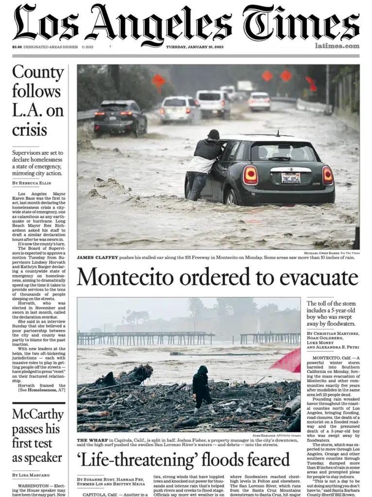 the Los Angeles Times, the charred aftermath of a California wildfire, photographed by Josh Edelson