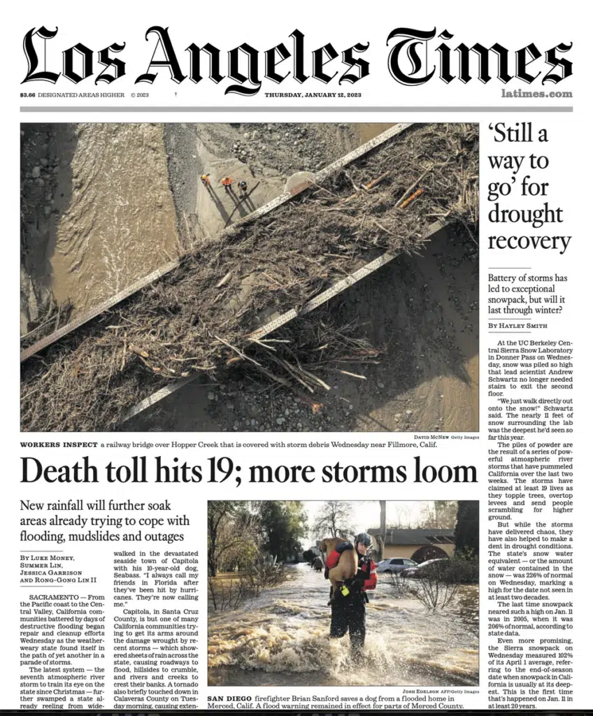 the Los Angeles Times, a smoke-filled California sky in a photograph by Josh Edelson