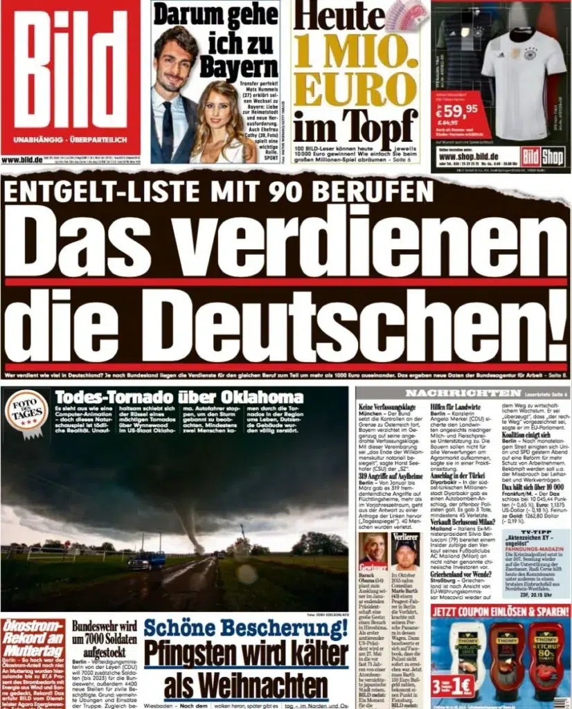 Bild newspaper feature with a photograph by Josh Edelson