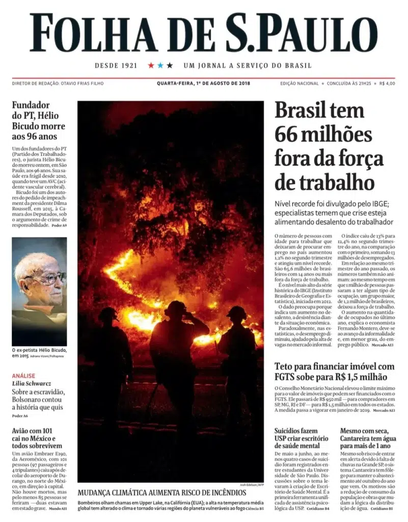 Folha de S.Paulo, a neighborhood under wildfire threat, a Josh Edelson photograph