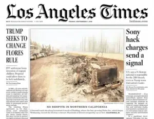 the Los Angeles Times — a fast-moving California wildfire in a photograph by Josh Edelson