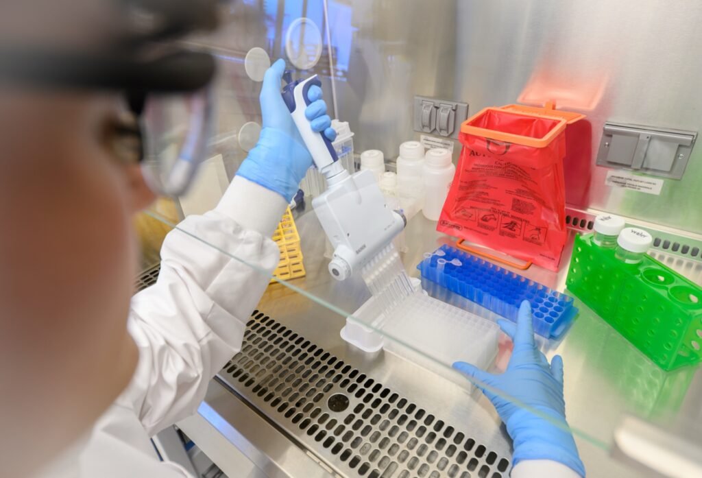 Lab scientist working with samples in a San Francisco life sciences company