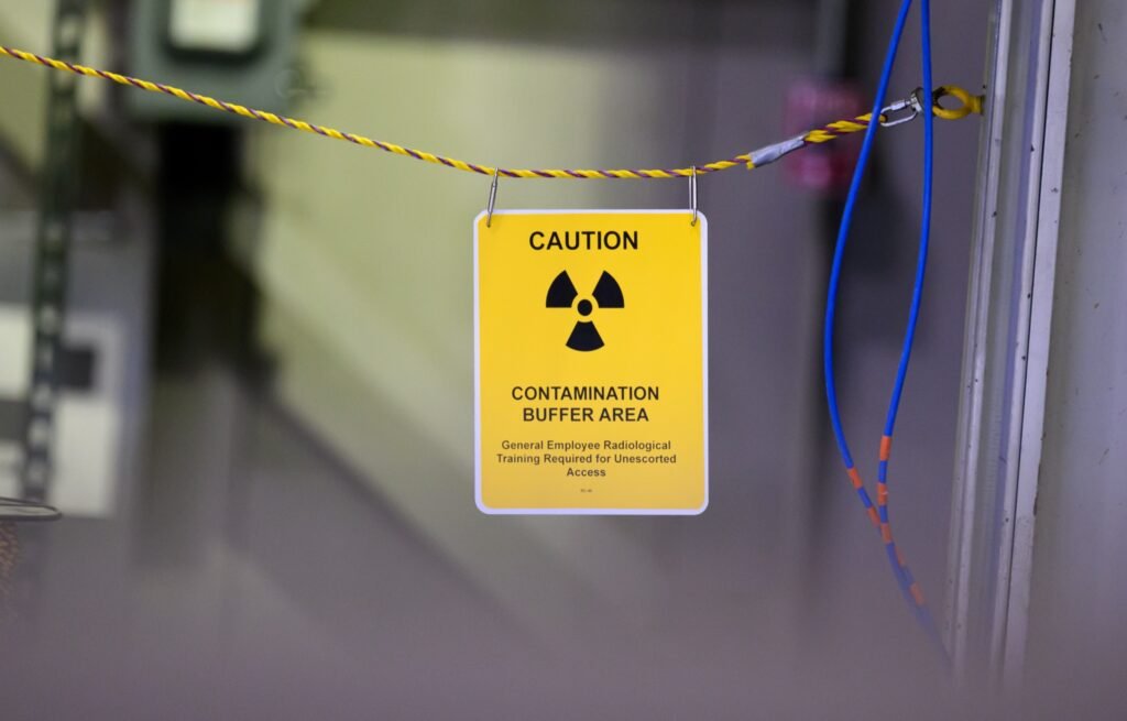 A sign warns of radioactive contamination at Idaho National Laboratory