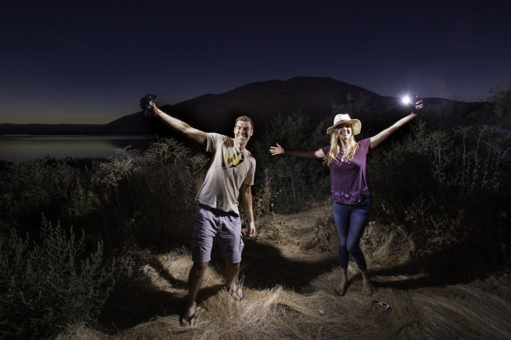 Josh Edelson and his wife during totality at the 2017 total solar eclipse in Idaho
