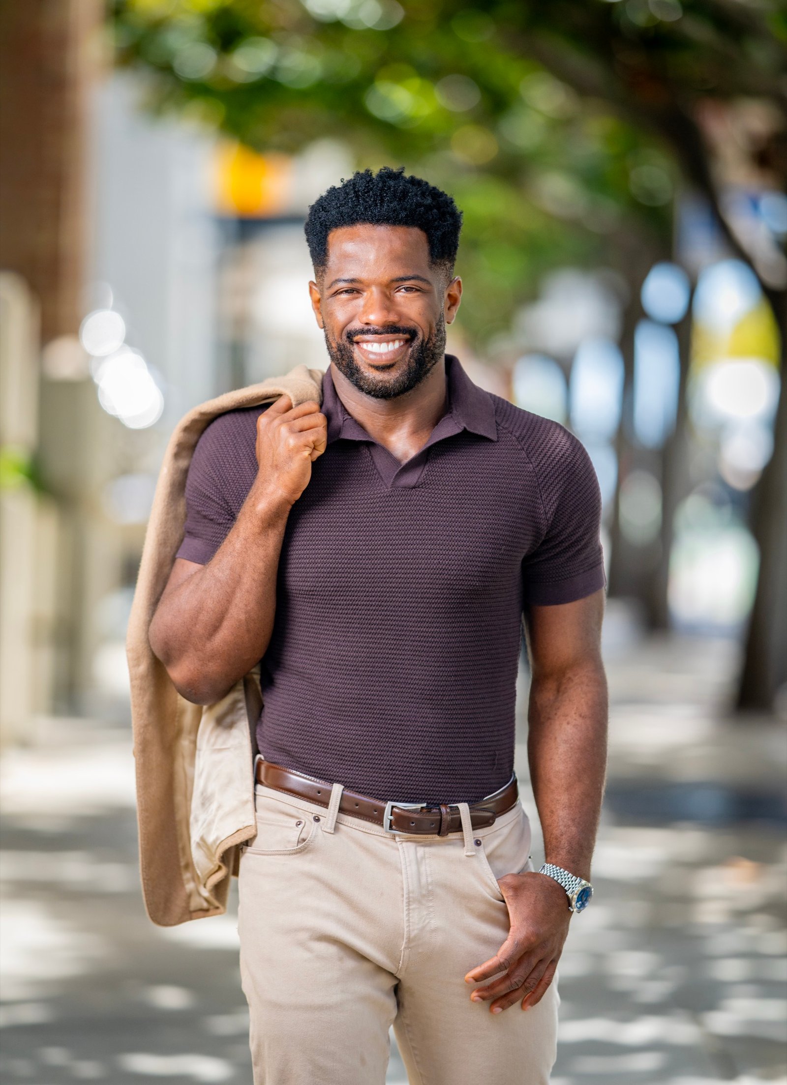 Kevin Caldwell, CEO of Ossium Health, walking editorial portrait in San Francisco, photographed by Josh Edelson