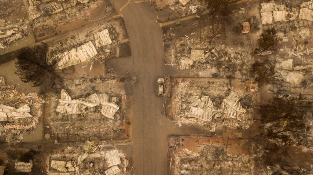 In this aerial photo, a burned neighborhood is seen in Paradise, California on November 15, 2018. (Josh Edelson / AFP)