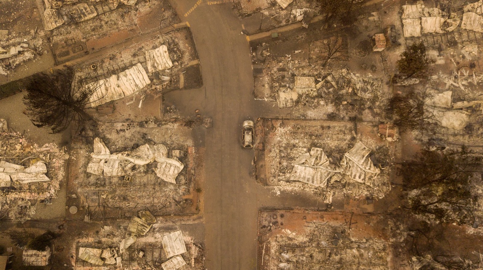 In this aerial photo, a burned neighborhood is seen in Paradise, California on November 15, 2018. (Josh Edelson / AFP)