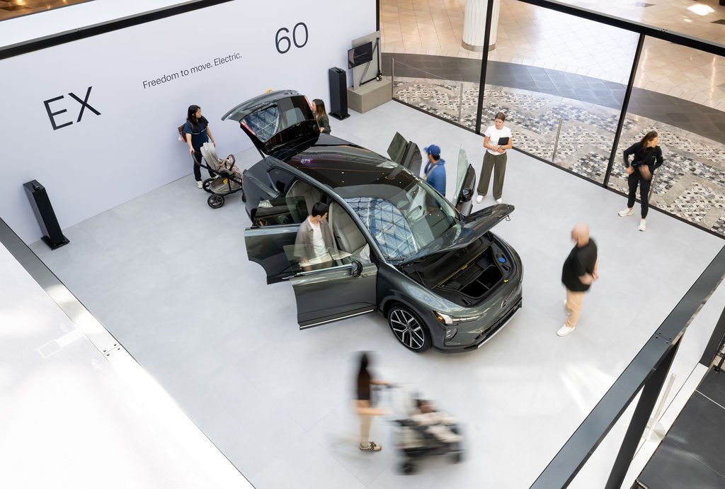 Volvo EX60 activation at a Santa Clara mall, brand activation and automotive photography by Josh Edelson for Nth Degree