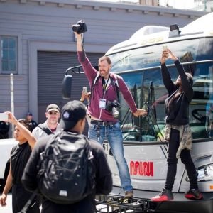 Josh photographing a protest