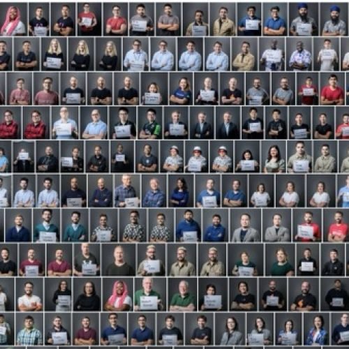 90-person corporate headshot day for Google in Sunnyvale — consistent lighting, grey background, professional results.